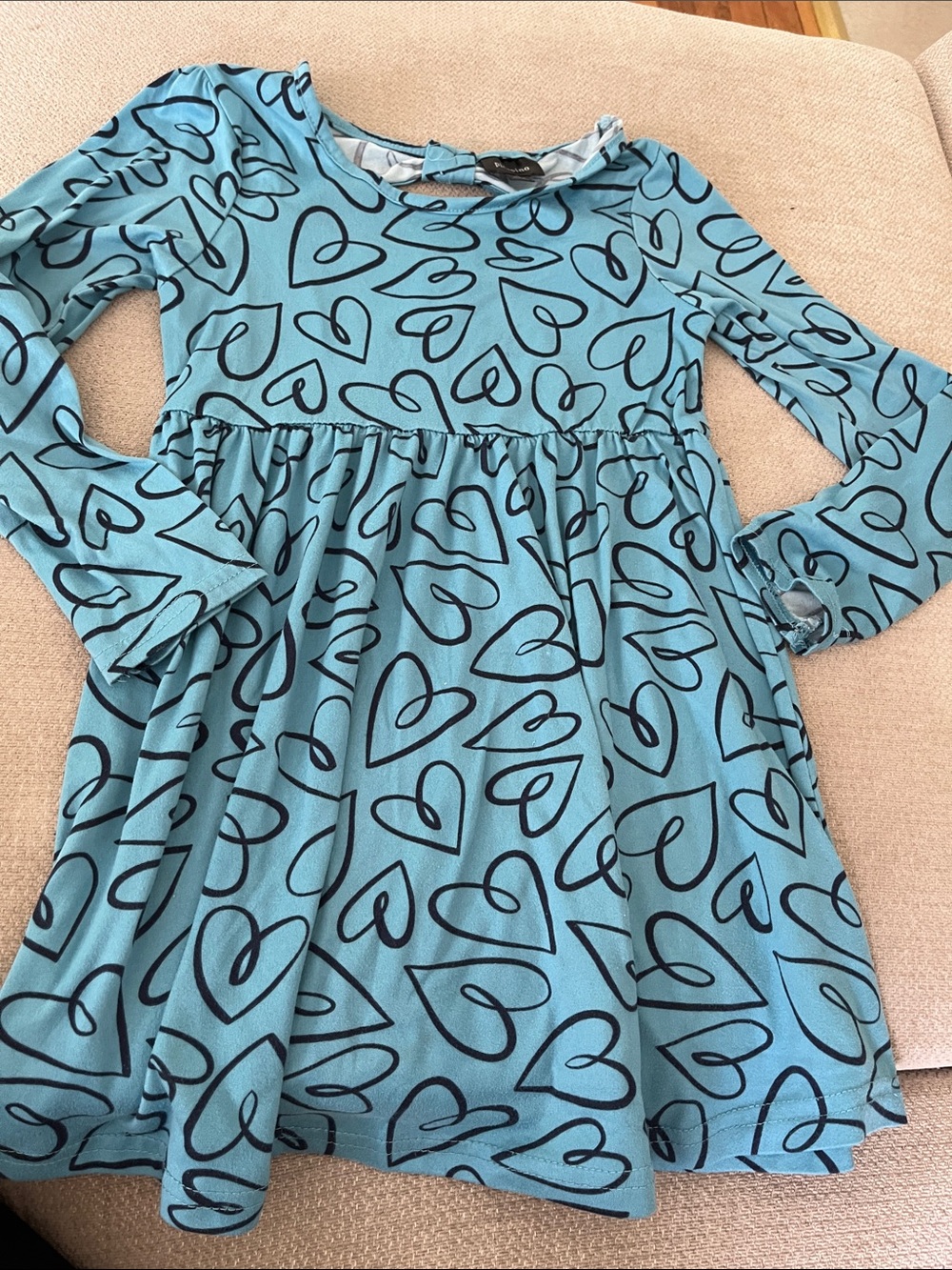 💙5 for $10💙 Girls Light Blue Heart-Print Long Sleeve Casual Dress 6
